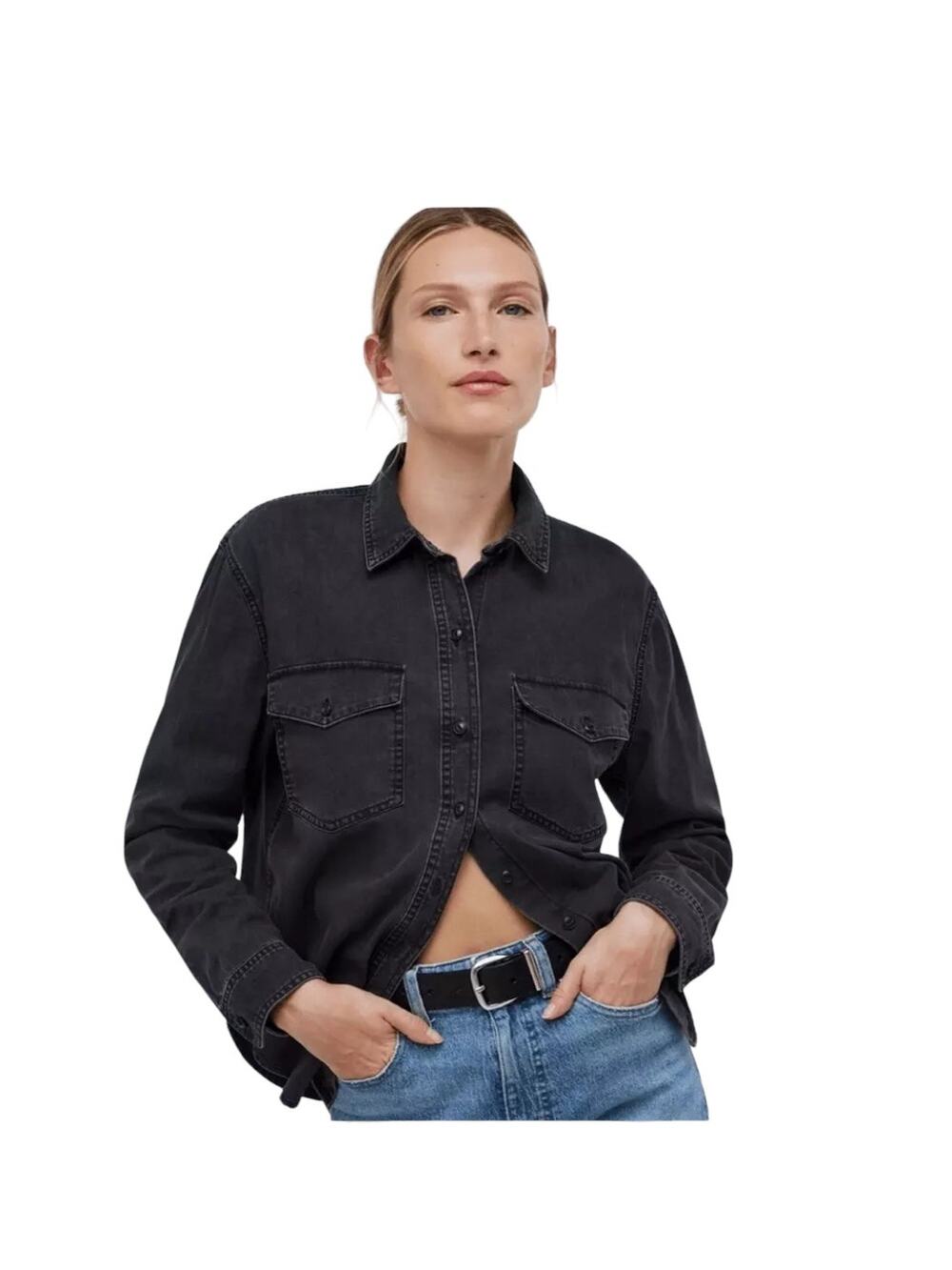 MADEWELL Women Shirt Western Size Small NWT Lunar Black